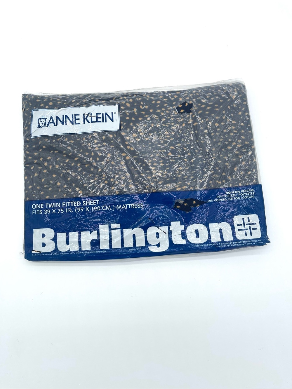 Anne Klein Lion Twin Fitted Sheet – Designer Linens Vintage 1970’s Burlington
